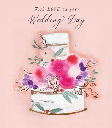 Floral Cake Wedding Card