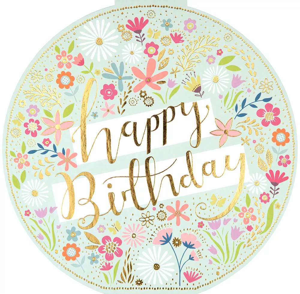 Floral Round Birthday Card