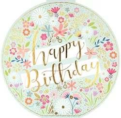 Floral Round Birthday Card