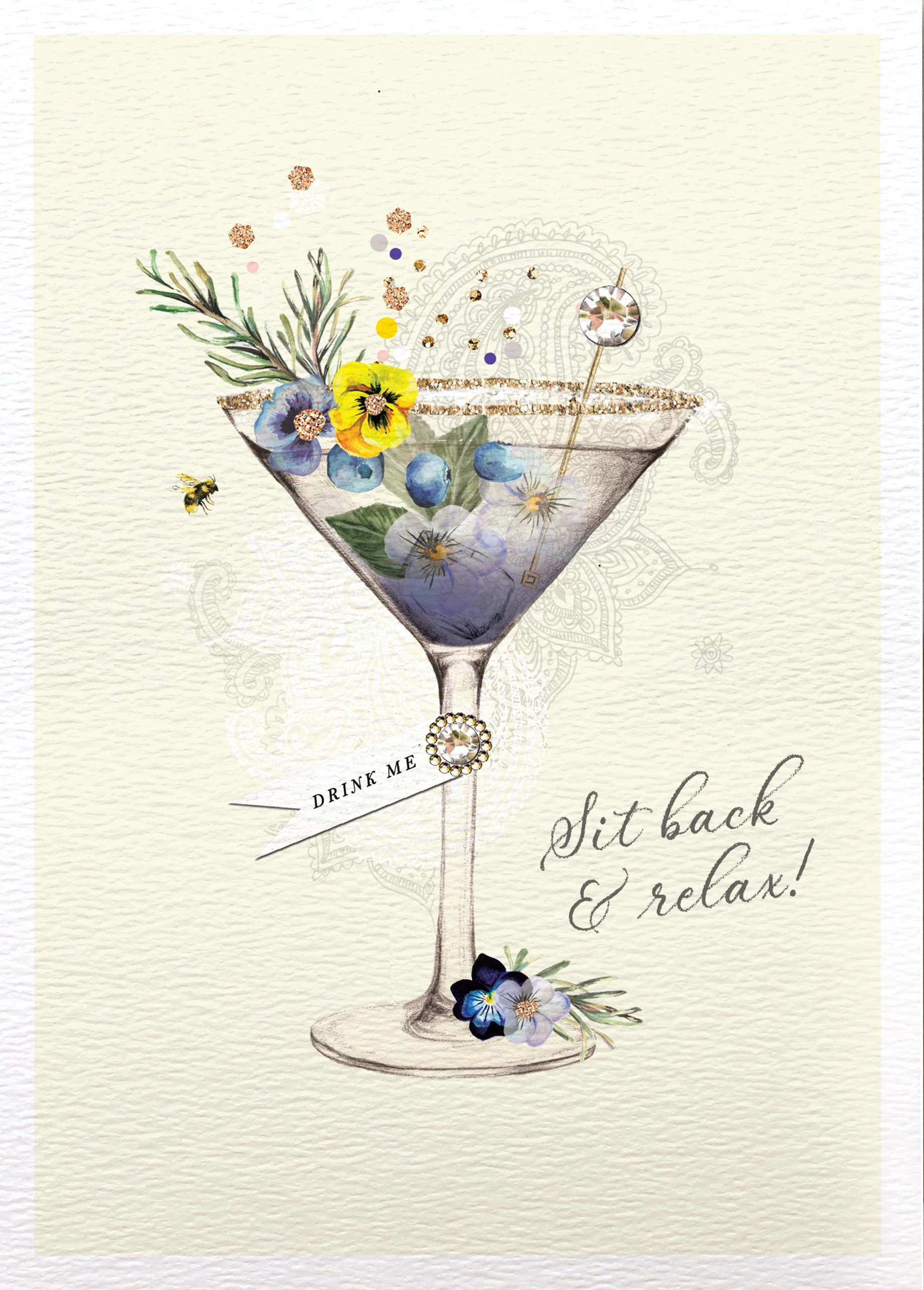 Martini Glass Birthday Card