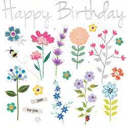 Placed Flowers Birthday Card