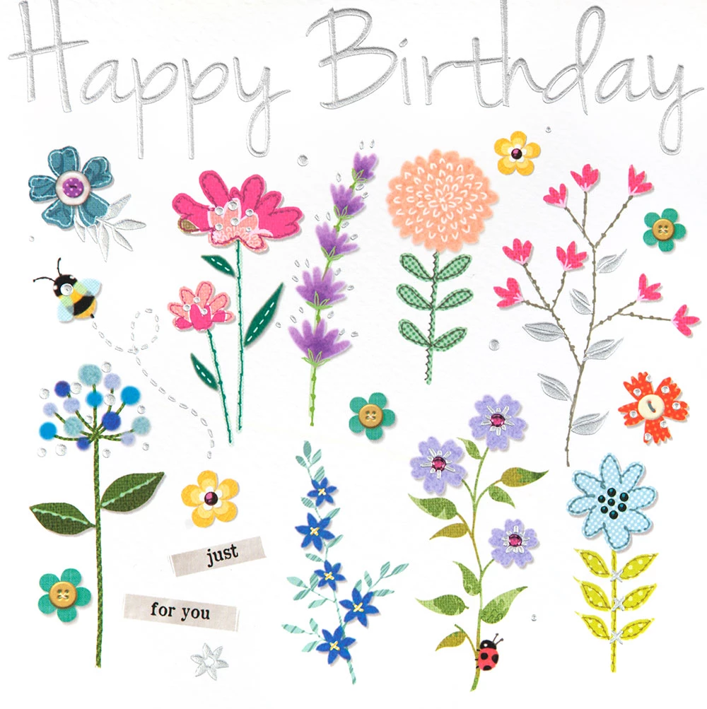Placed Flowers Birthday Card
