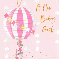 Pink Lantern Baby Girl Card