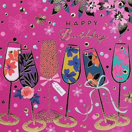 Champagne Bubbles Birthday Card