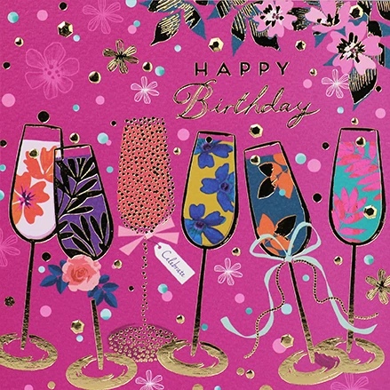 Champagne Bubbles Birthday Card