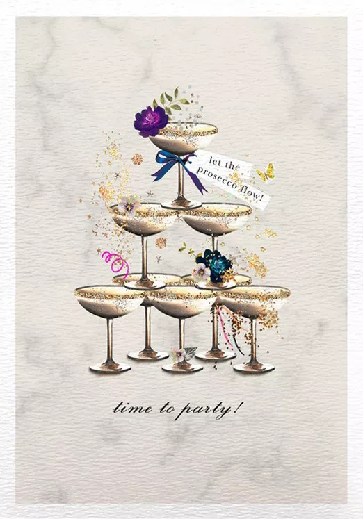 Prosecco Flow Birthday Card