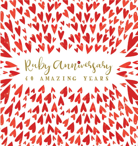 Ruby Hearts 40th Anniversary Card
