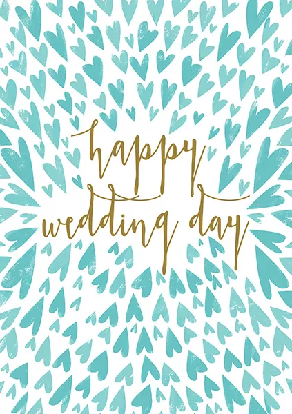 Blue Hearts Wedding Card