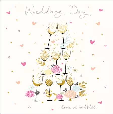 Prosecco Tower Wedding Card