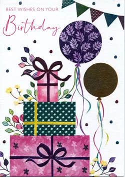 Present and Balloons Birthday Card