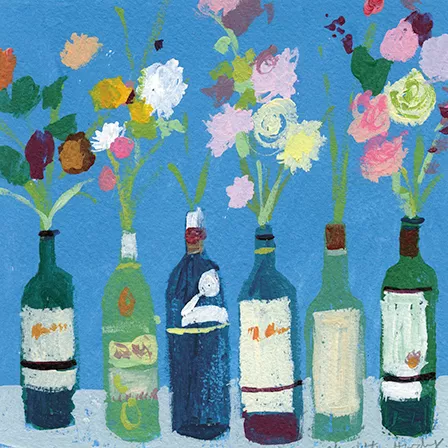 Flowers in Bottles Greeting Card