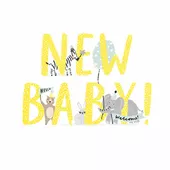 Animals in Party Hats New Baby Card