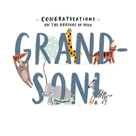 Hello and Welcome New Grandson Card