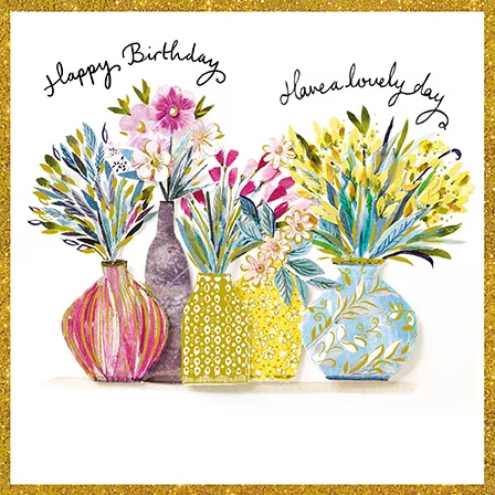 Flowers in Vases Birthday Card