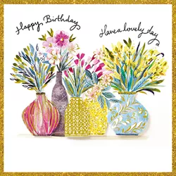 Flowers in Vases Birthday Card
