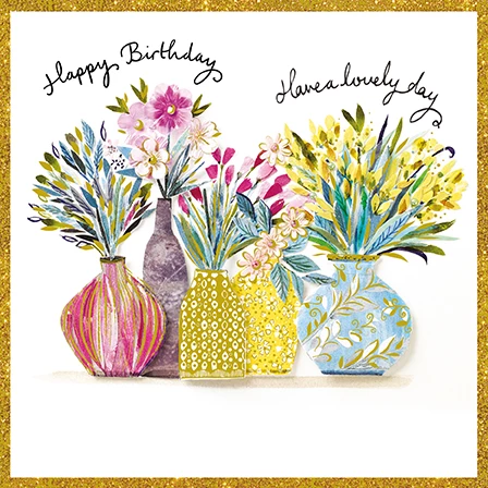 Flowers in Vases Birthday Card