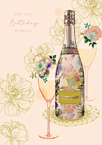 Champagne Bubbles Birthday Card