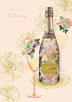 Champagne Bubbles Birthday Card