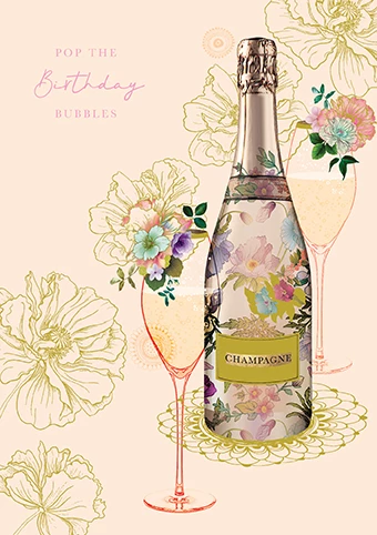 Champagne Bubbles Birthday Card