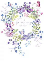 Floral Wreath Thinking of You Card