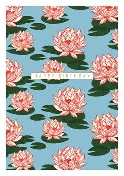 Lotus Flowers Birthday Card