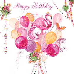Flamingo Balloon Bunch Birthday Card