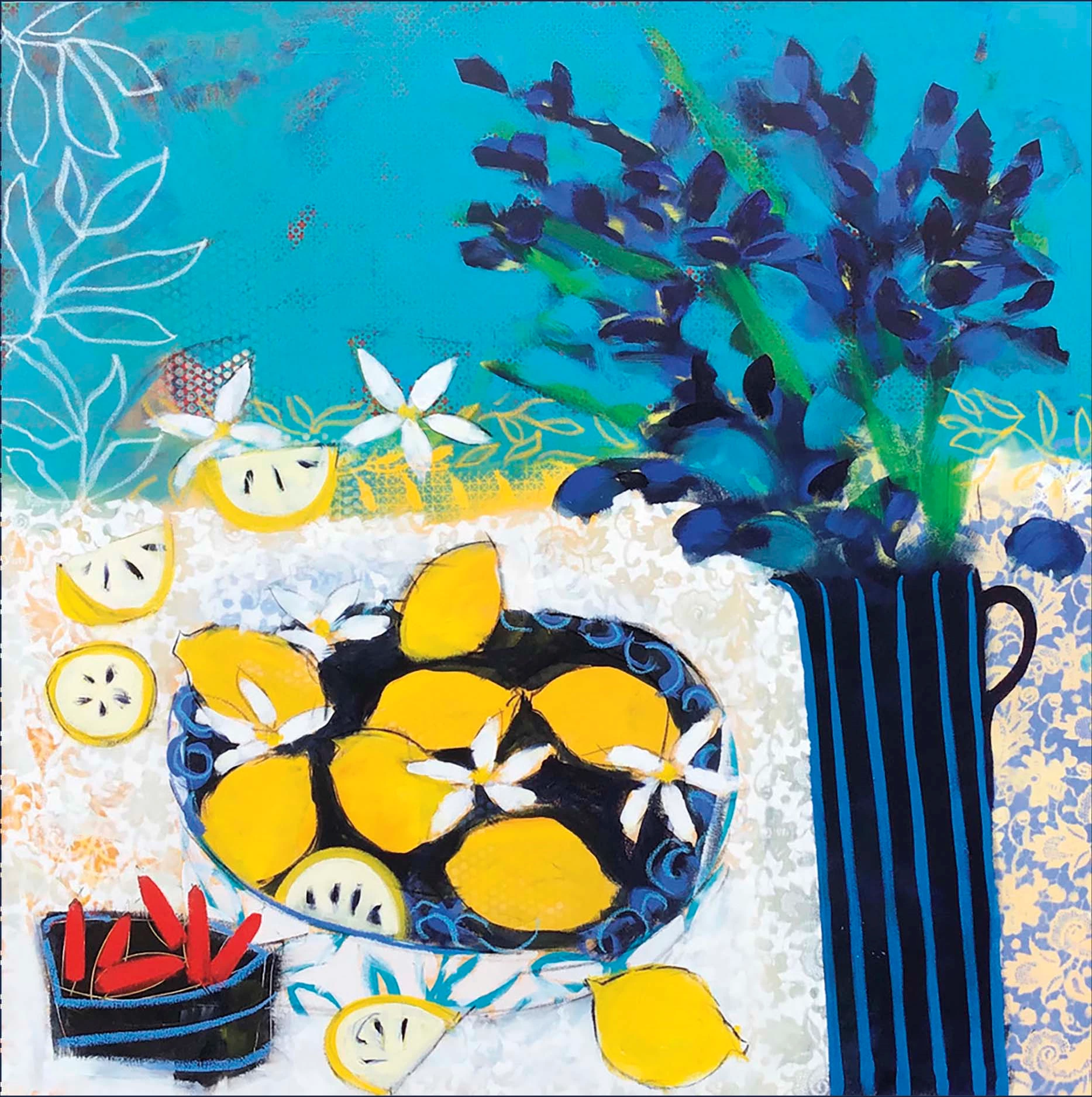 Iris and Lemons Greeting Card