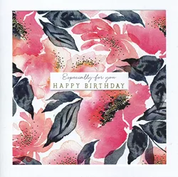 Pink Floral Birthday Card
