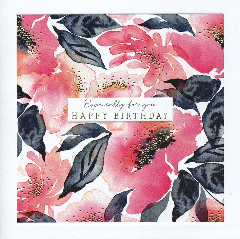 Pink Floral Birthday Card
