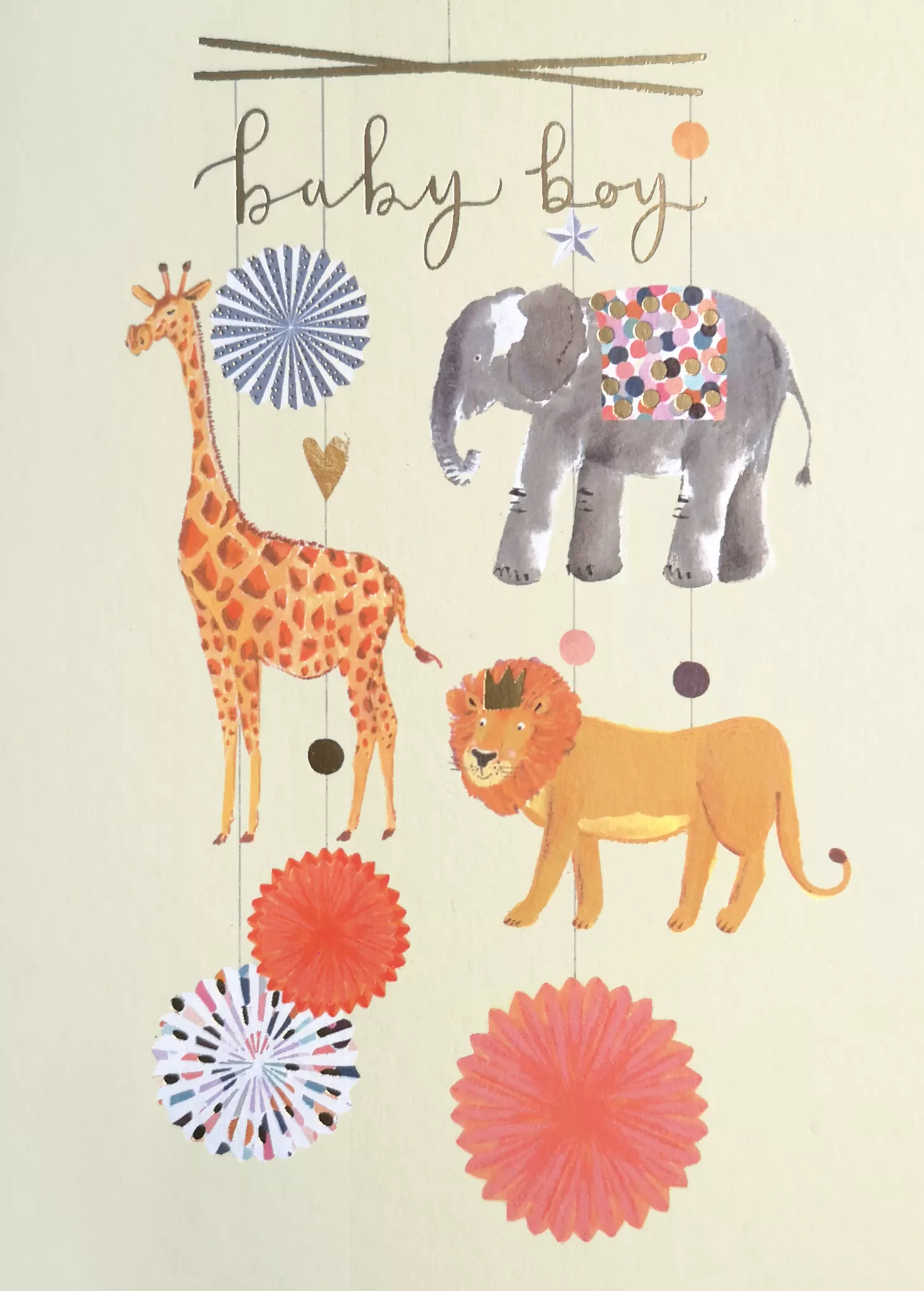 Animal Mobile New Baby Boy Card