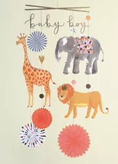 Animal Mobile New Baby Boy Card