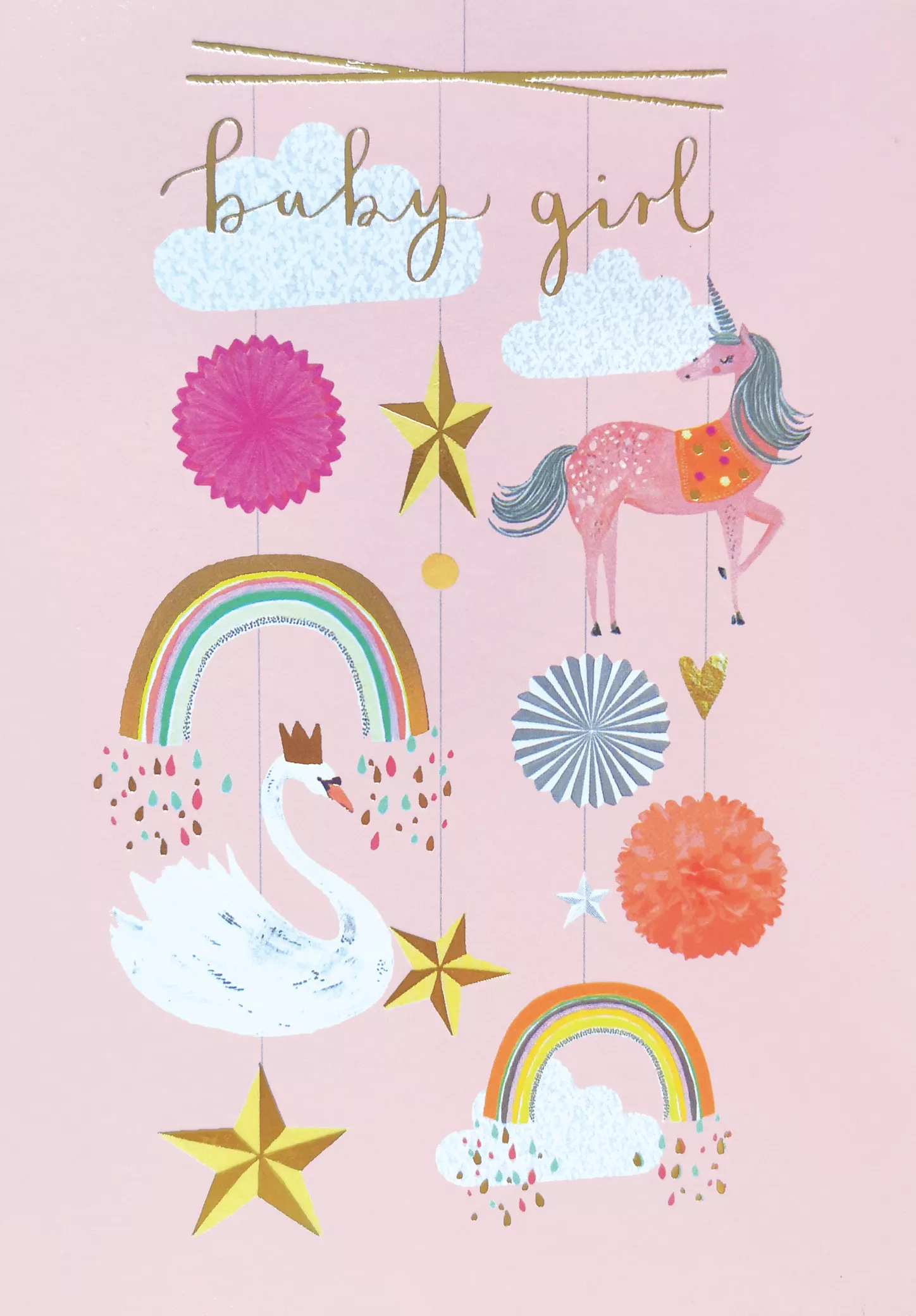 Unicorn and Rainbows New Baby Girl Card