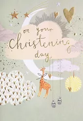 Moon and Cloud Christening Card