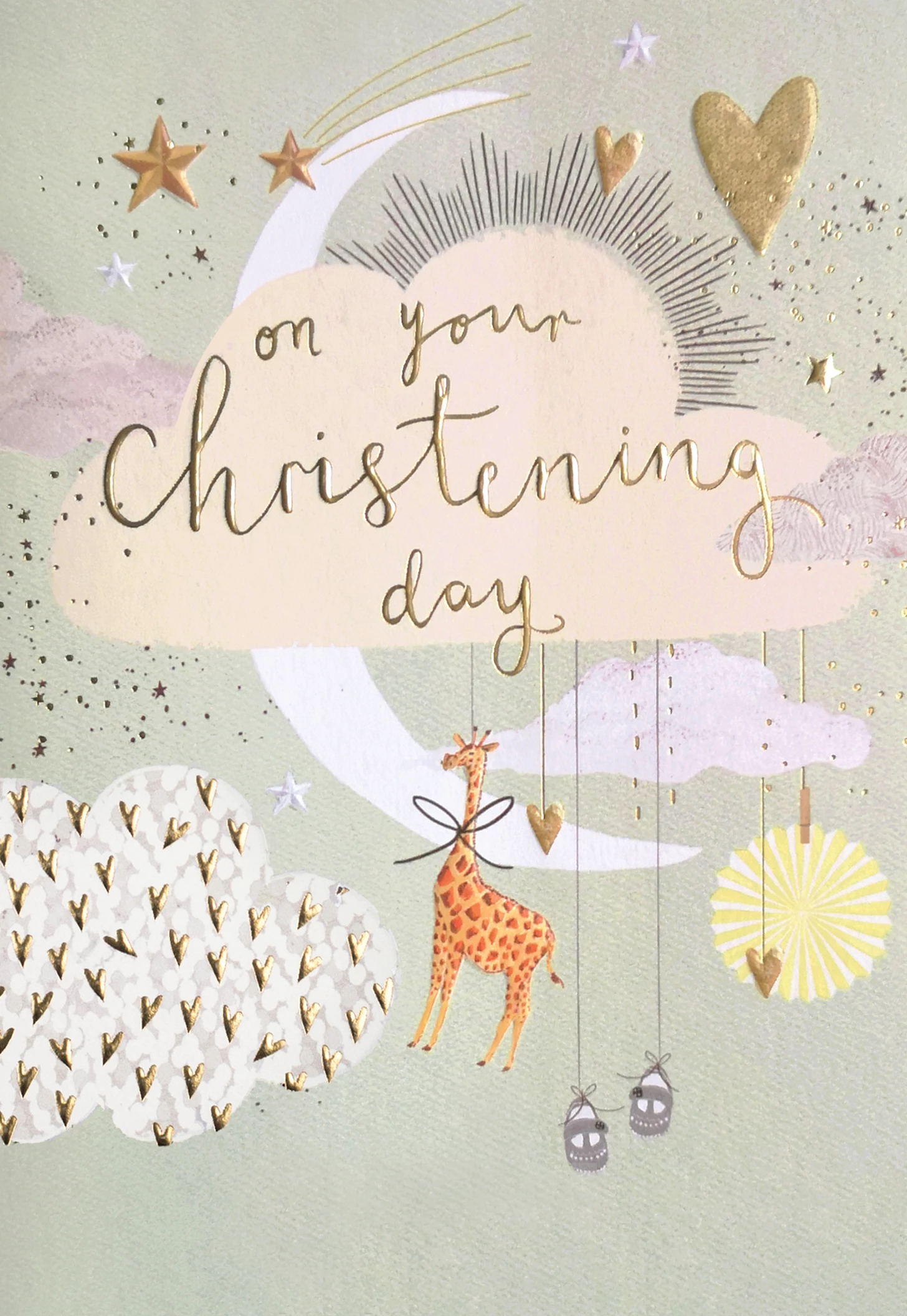 Moon and Cloud Christening Card