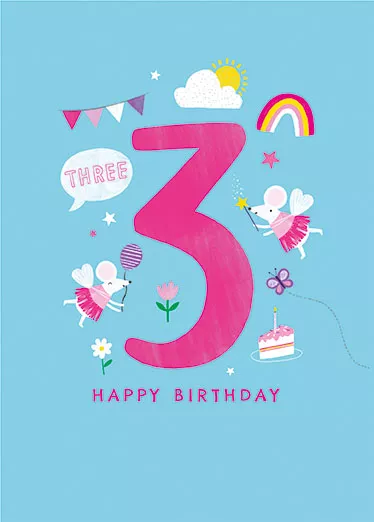 Fairy Mouse 3rd Birthday Card