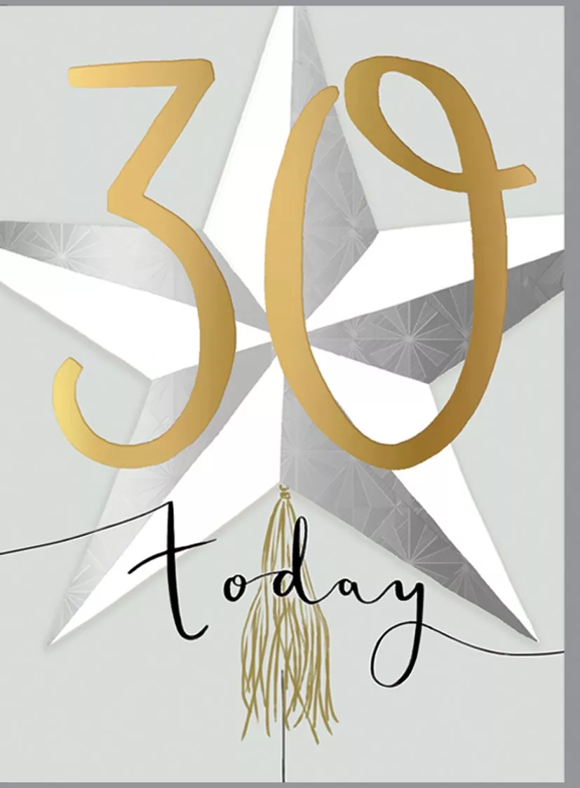 Star 30th Birthday Card