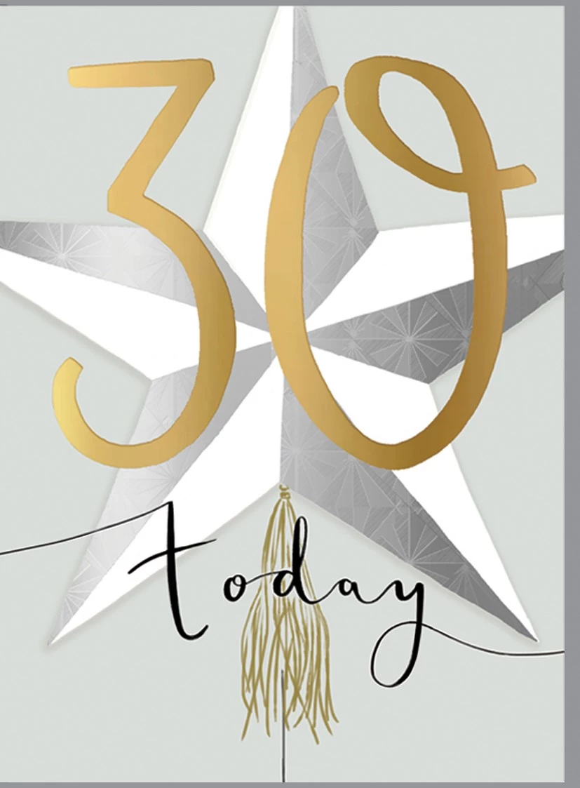 Star 30th Birthday Card