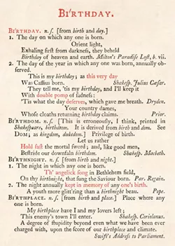 Johnson's Dictionary Birthday Card