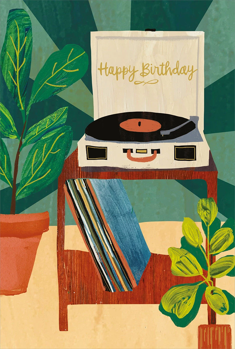 Record Player Birthday Card