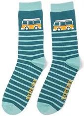 Camper Van Bamboo Socks in Teal - One Size