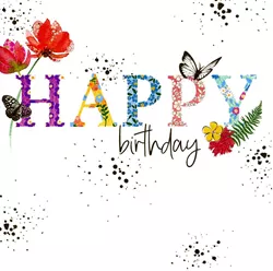 Floral Lettering Birthday Card