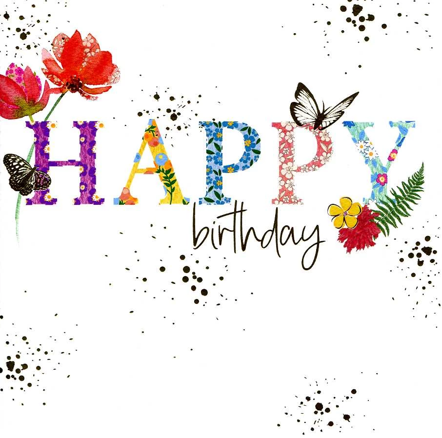 Floral Lettering Birthday Card