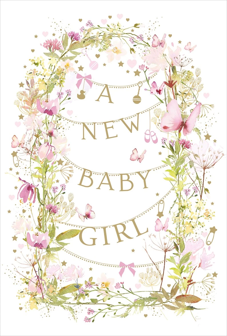 Flowers New Baby Girl Card