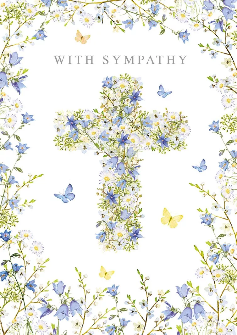 Floral Cross Sympathy Card