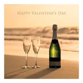 Beach Champagne Valentine's Day Card