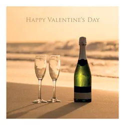 Beach Champagne Valentine's Day Card