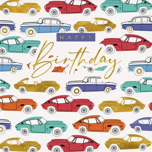 Colourful Cars Birthday Card