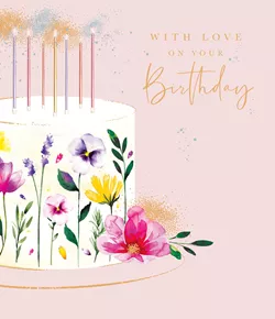 Flower Cake Birthday Card
