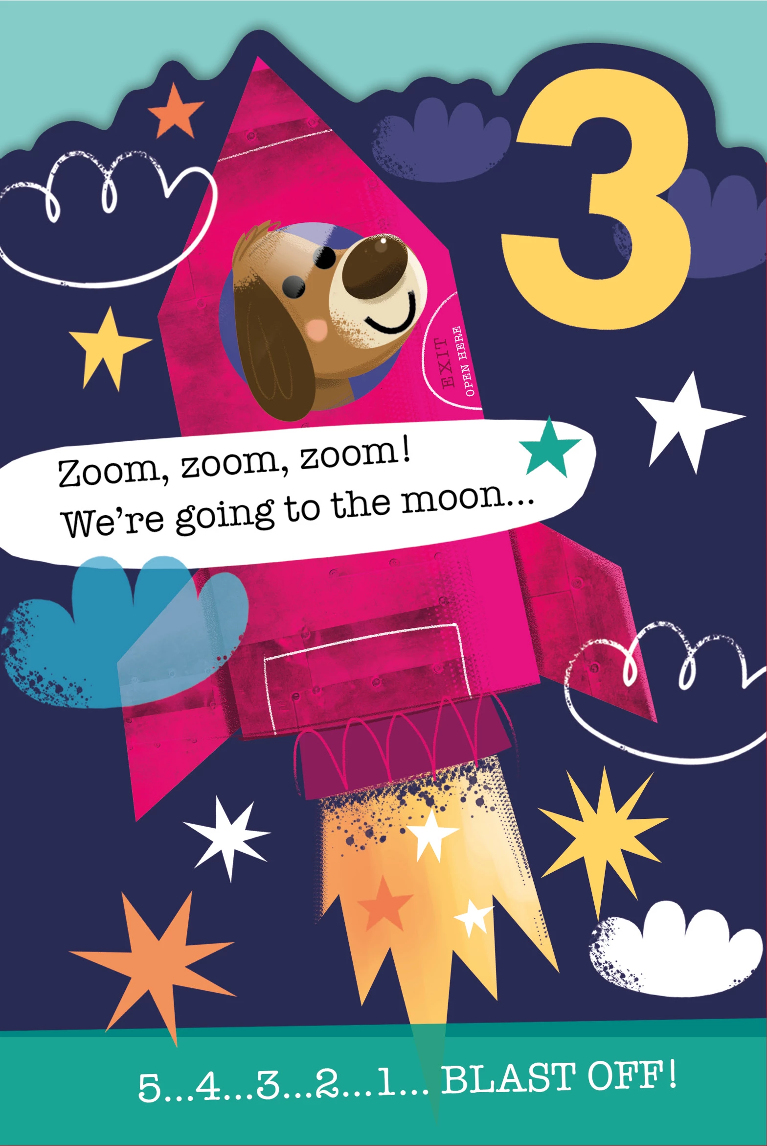 Blast Off 3rd Birthday Card