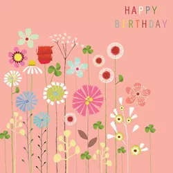 Pink Floral Birthday Card